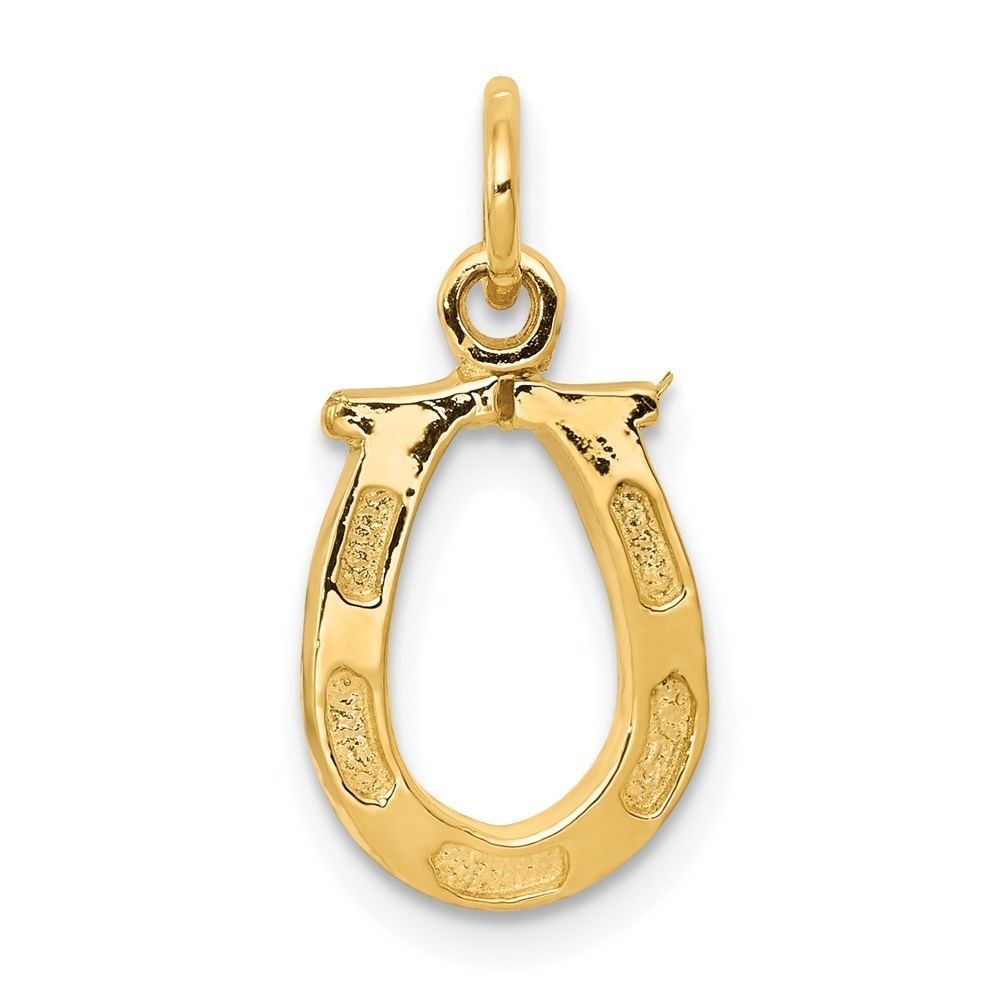 14k Yellow Gold Solid Equestrian Fine Jewelry Horseshoe Necklace Charm Pendant